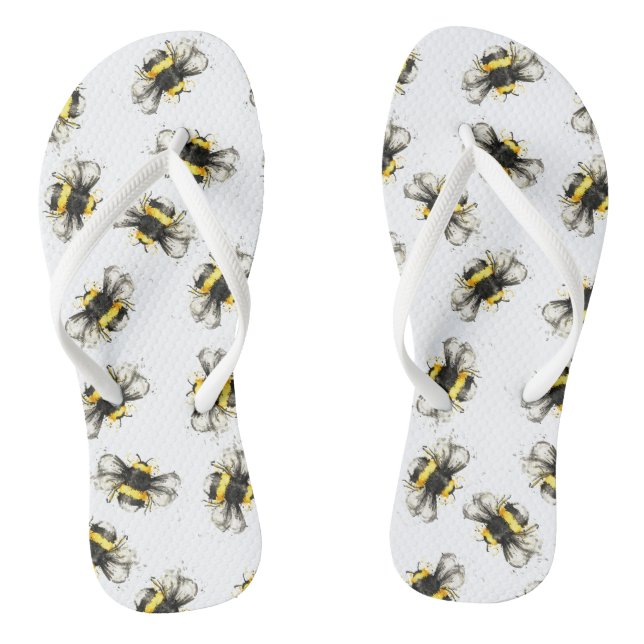 Hummelbienendruck - natürlicher Druck Flip Flops (Fußbett)