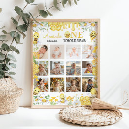 Hummelblumen-Erstes-Jahr-Foto-Meilensteinposter Poster