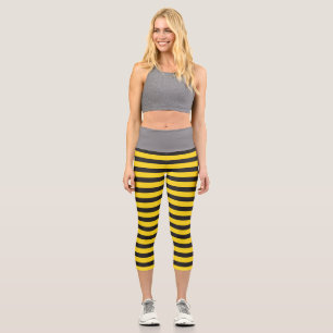Hummelblüte Schwarz Gelb Horizontale Linien Hummel Capri Leggings