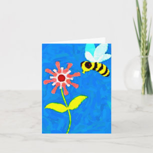 Hummelkarte und Blume Cartoon Note Card Feiertagskarte
