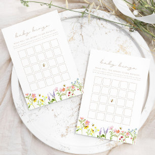 Hummelkarte Wildblume Baby Bingo Shower Game Card Mitteilungskarte