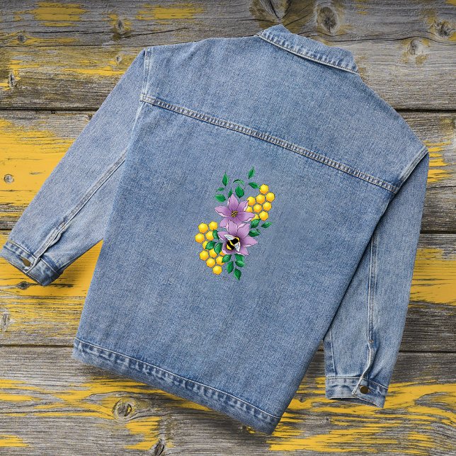 Hummellavender-Blume Gelb Jeansjacke (Von Creator hochgeladen)