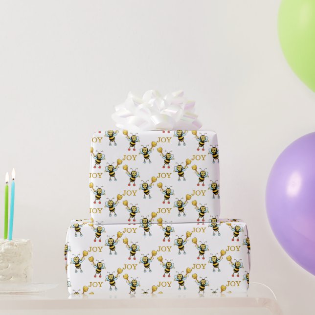Hummelmuster auf Weiß Geschenkpapier (Partygeschenke)