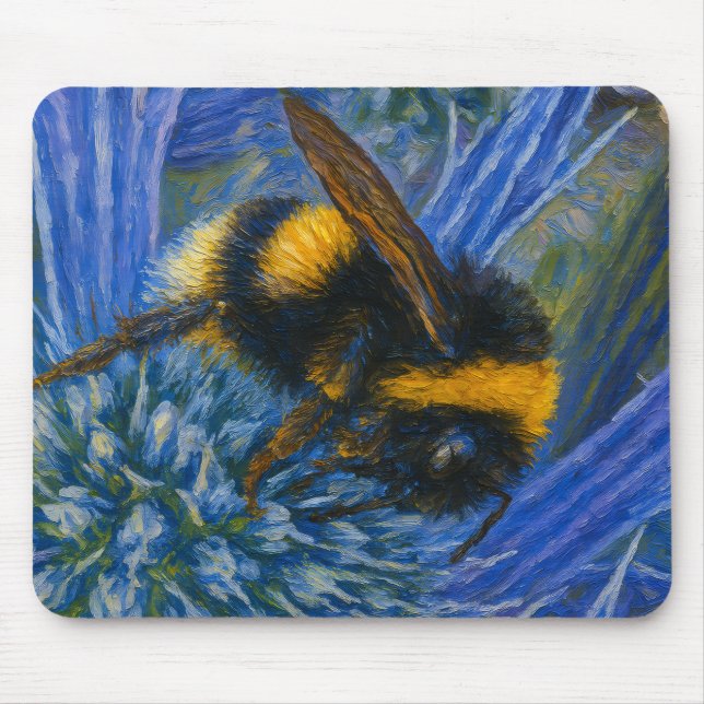 Hummeln auf blauem Fleck Mousepad (Vorne)
