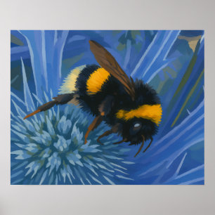 Hummeln auf blauem Fleck Poster