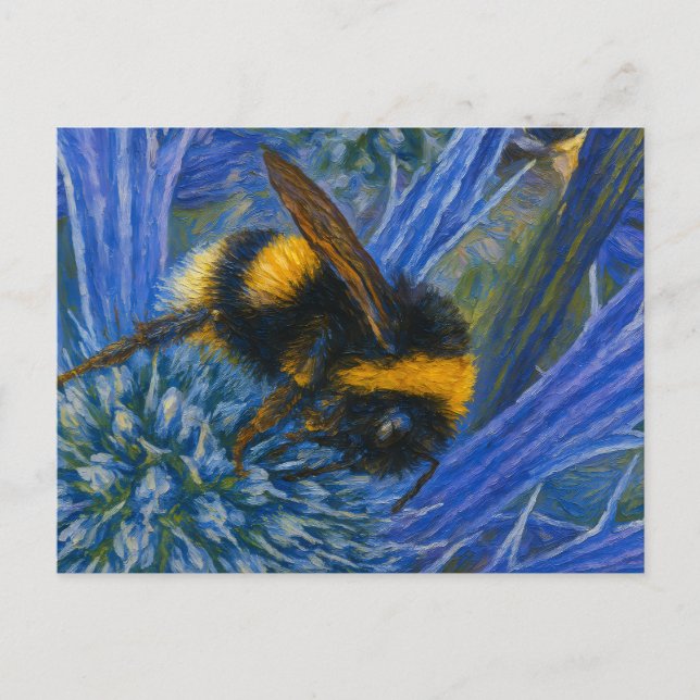 Hummeln auf blauem Fleck Postkarte (Vorderseite)