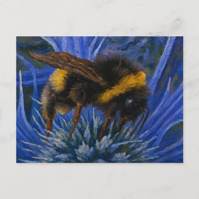 Hummeln auf blauem Fleck Postkarte (Vorderseite)