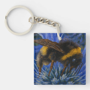 Hummeln auf blauem Fleck Schlüsselanhänger
