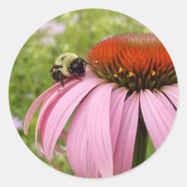 Hummeln auf Blume-Aufkleber Runder Aufkleber