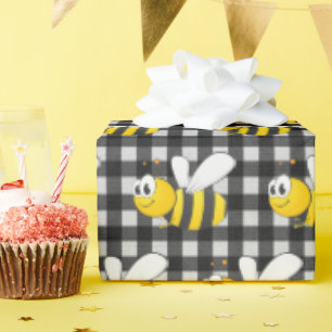 Hummeln auf Gingham Geschenkpapier
