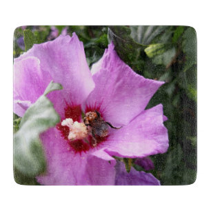 Hummeln auf Hibiskus Blume Schneidebrett
