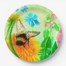Hummeln auf Löwenzahn Pappteller