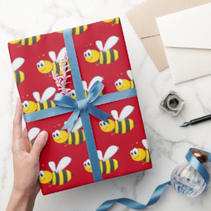 Hummeln auf Rot Geschenkpapier