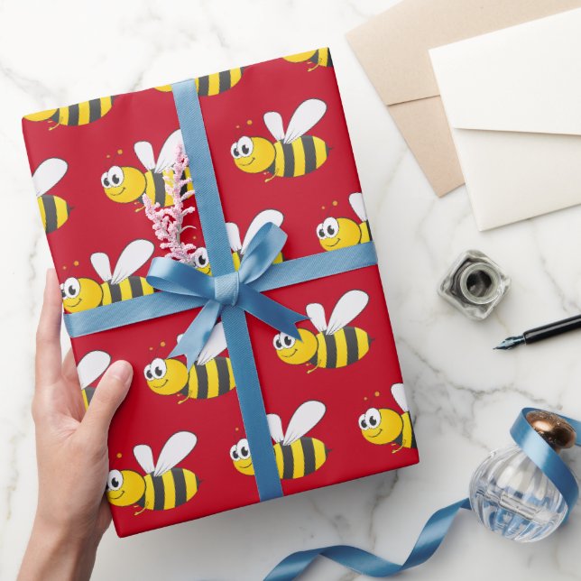 Hummeln auf Rot Geschenkpapier (Schenken)