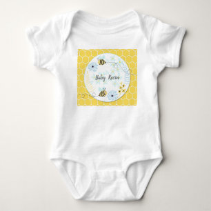 Hummeln aus Cartoon auf blauem, gelbem Hintergrund Baby Strampler