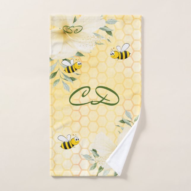 Hummeln, gelb, Honigwabenmonogramm Handtuch (Handtuch)