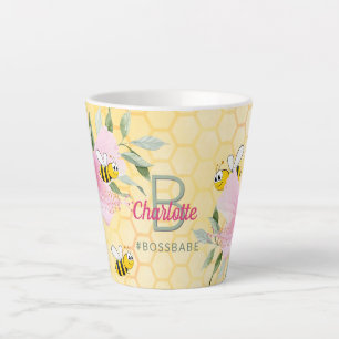 Hummeln, gelbe Honigwabe, rosa Bossbabe Milchtasse