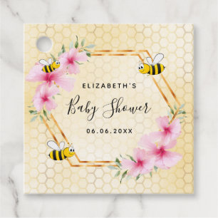 Hummeln-Honigwabenkraut Rosa Blumen Babydusche Geschenkanhänger