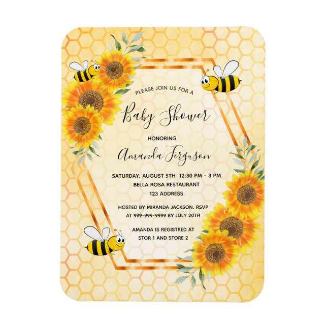 Hummeln-Honigwabensonnenblumen Babydusche Magnet (Vertikal)