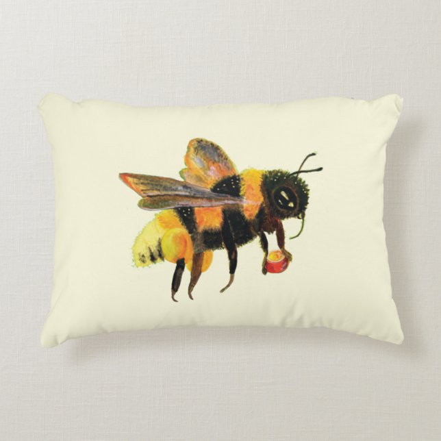 Hummeln mit Pollen Dekokissen (Vorderseite)