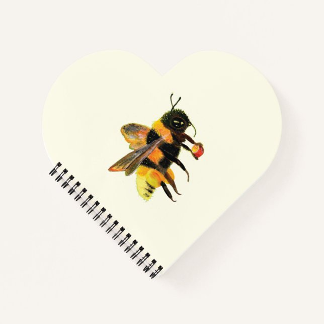 Hummeln mit Pollen-herzenförmiges Notebook Notizbuch (Vorderseite)