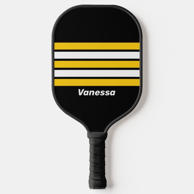Hummeln Nostalgisch über Streifen mit Namen Pickleball Schläger (Vorderseite)