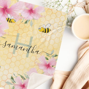 Hummeln Rosa Blüten Gelbe Honigwabenmonogramm Sherpadecke