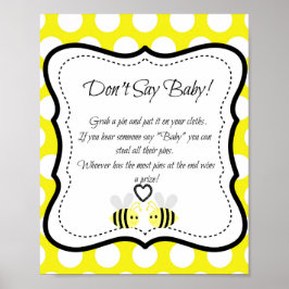Hummeln Sage kein Baby- Baby-Duschspiel Poster