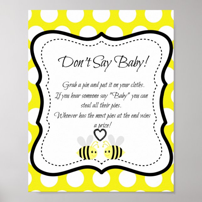 Hummeln Sage kein Baby- Baby-Duschspiel Poster (Vorne)