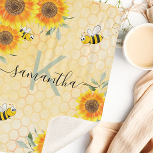 Hummeln Sonnenblumen Gelbe Honigwabenmonogramm Sherpadecke