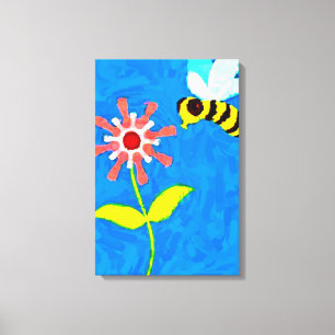 Hummeln und Blume ummantelte Leinwand