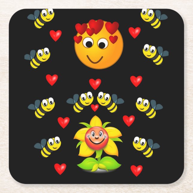 Hummeln-Untersetzer Rechteckiger Pappuntersetzer (Vorderseite)