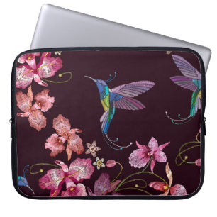 Hummende Vögel und exotische Orchideen, tropische Laptopschutzhülle