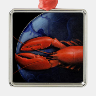 Hummer auf Tiffany-Platte Silbernes Ornament