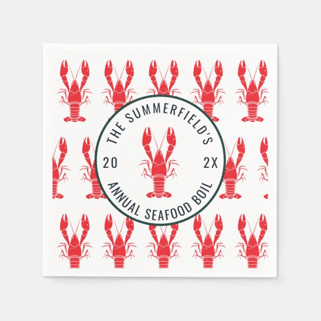 Hummer Boil Summer Seafood Party Paper Serviette (Vorderseite)