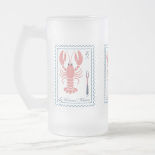 Hummer-Briefmarkenrand im Vintage-Stil Mattglas Bierglas