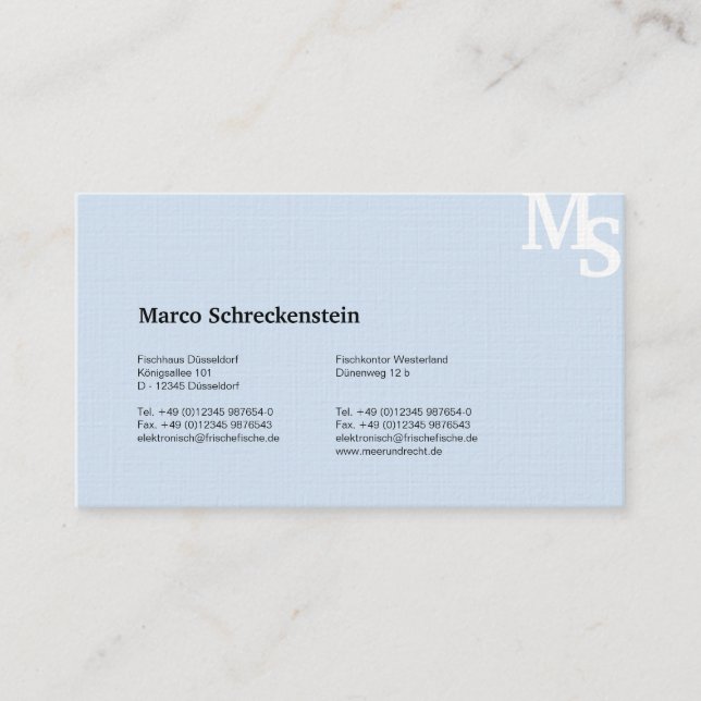 Hummer Businesscards blau Visitenkarte (Vorderseite)