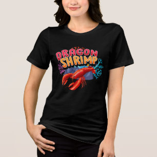 Hummer Cartoon Charakter Drache Garnele Banner Des Tri-Blend Shirt