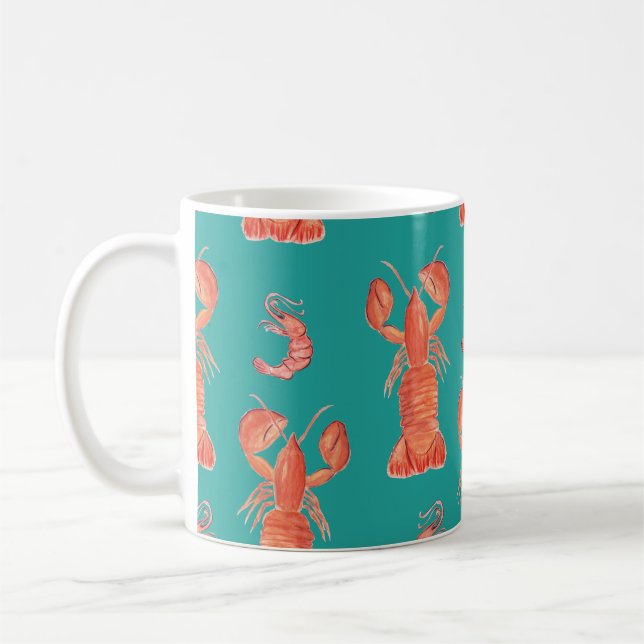 Hummer Crawfish Wasserfarbenmuster Kaffeetasse (Links)