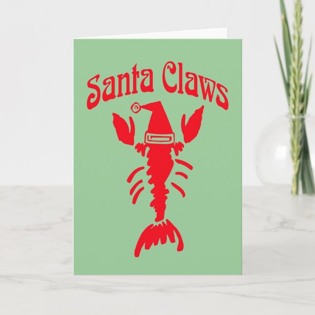 Hummer Crayfish Santa Claws Feiertagskarte (Vorderseite)