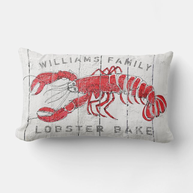 Hummer-Familienname Lobster Bake Rustikal Lendenkissen (Vorderseite)