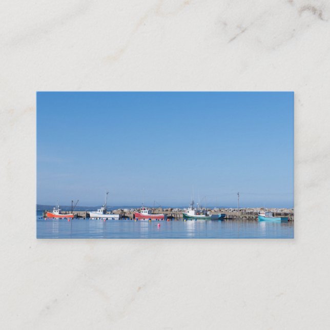 Hummer-Fischerboote mit blauem Himmel oben Visitenkarte (Vorderseite)