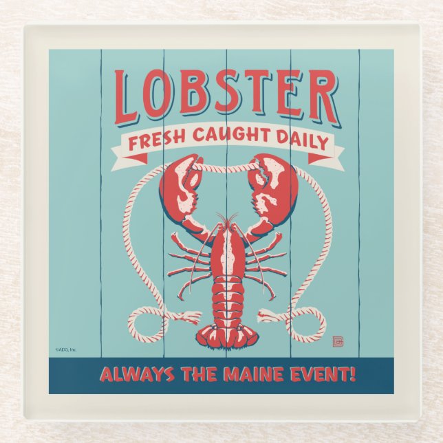 Hummer Fresh Caught Daily | Maine Glasuntersetzer (Vorderseite)