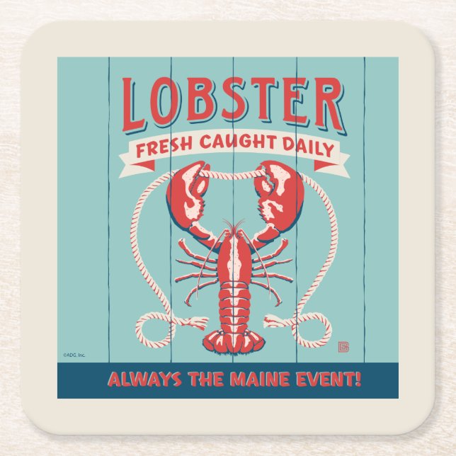 Hummer Fresh Caught Daily | Maine Rechteckiger Pappuntersetzer (Vorderseite)