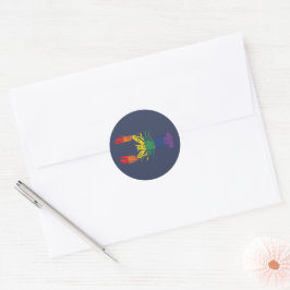 Hummer Grafik mit Regenbogenstreifen Runder Aufkleber