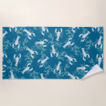 Hummer-Handtuch in Blau und Weiß