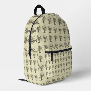 Hummer-Illustration Antique Maine Seafood Bedruckter Rucksack