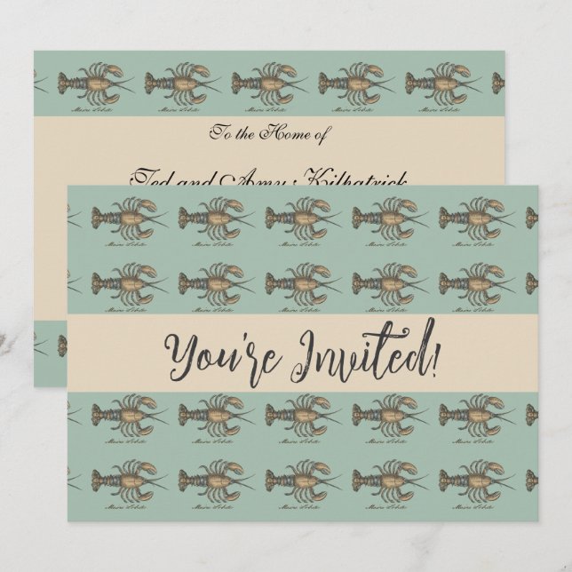 Hummer-Illustration Antique Maine Seafood Einladung (Vorne/Hinten)