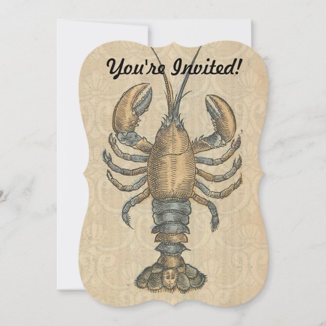 Hummer-Illustration Antique Maine Seafood Einladung (Vorderseite)