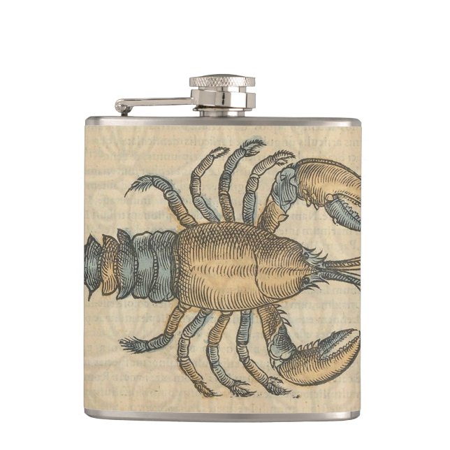 Hummer-Illustration Antique Maine Seafood Flachmann (Vorderseite)